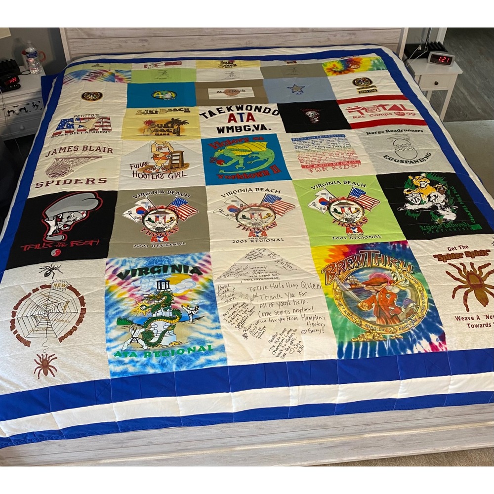 Vintage Y2K King Size Memory Quilt (Circa 2001) – Retro Graphic Blanket